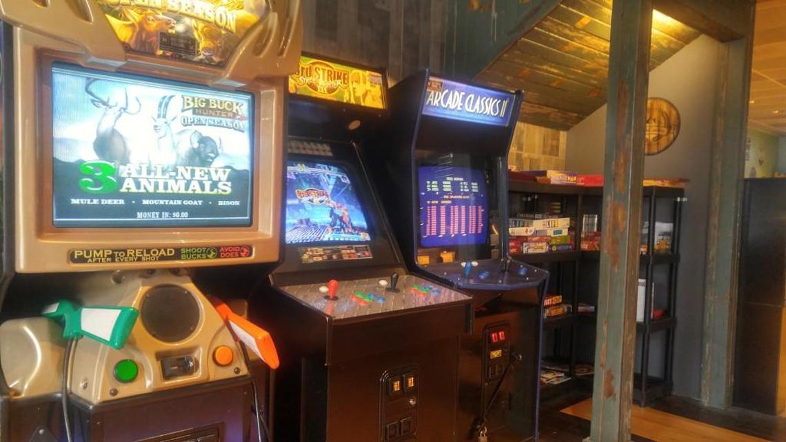 A gaming area at downtown Puyallup’s CaskCades.