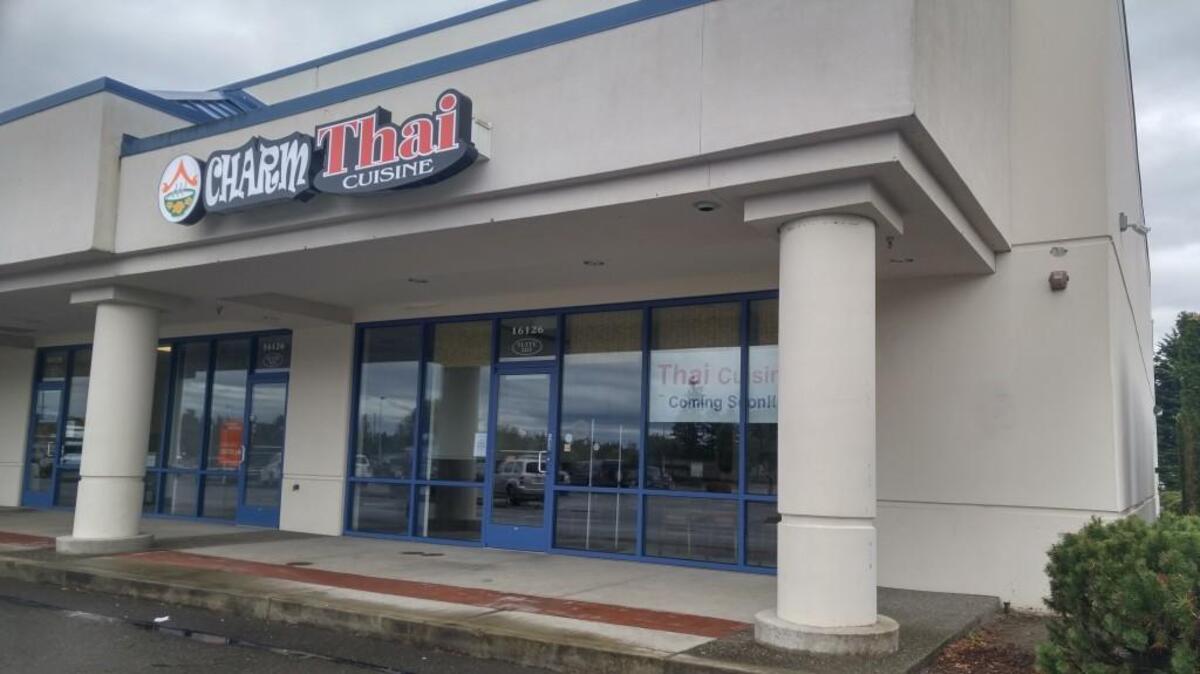 Find Charm Thai in a strip mall off busy Meridian Avenue East in South Hill.