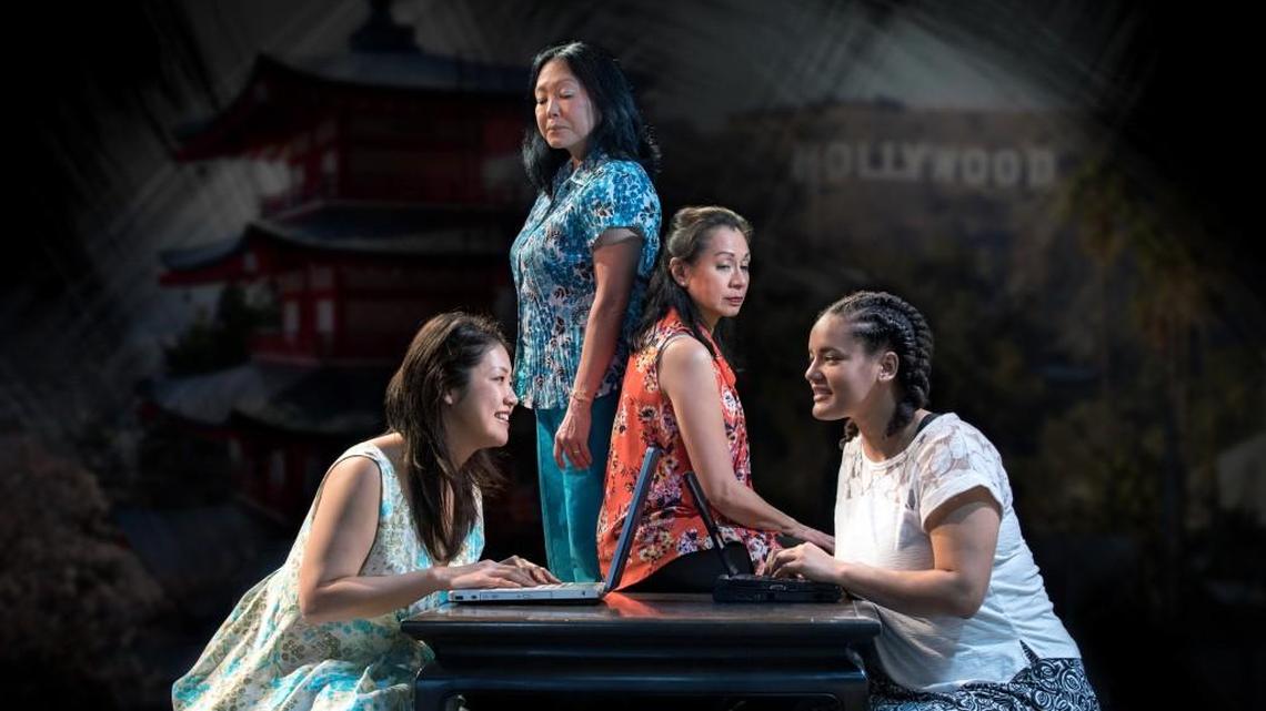 Members of the cast of “Calligraphy,” from left, Tomoko Saito, Joy Misako St. Germain, Eloisa Cardona and Amy Van Mechelen.