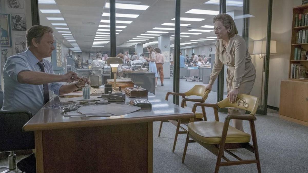 Tom Hanks, as Ben Bradlee, and Meryl Streep, as Katharine Graham, in “The Post.”