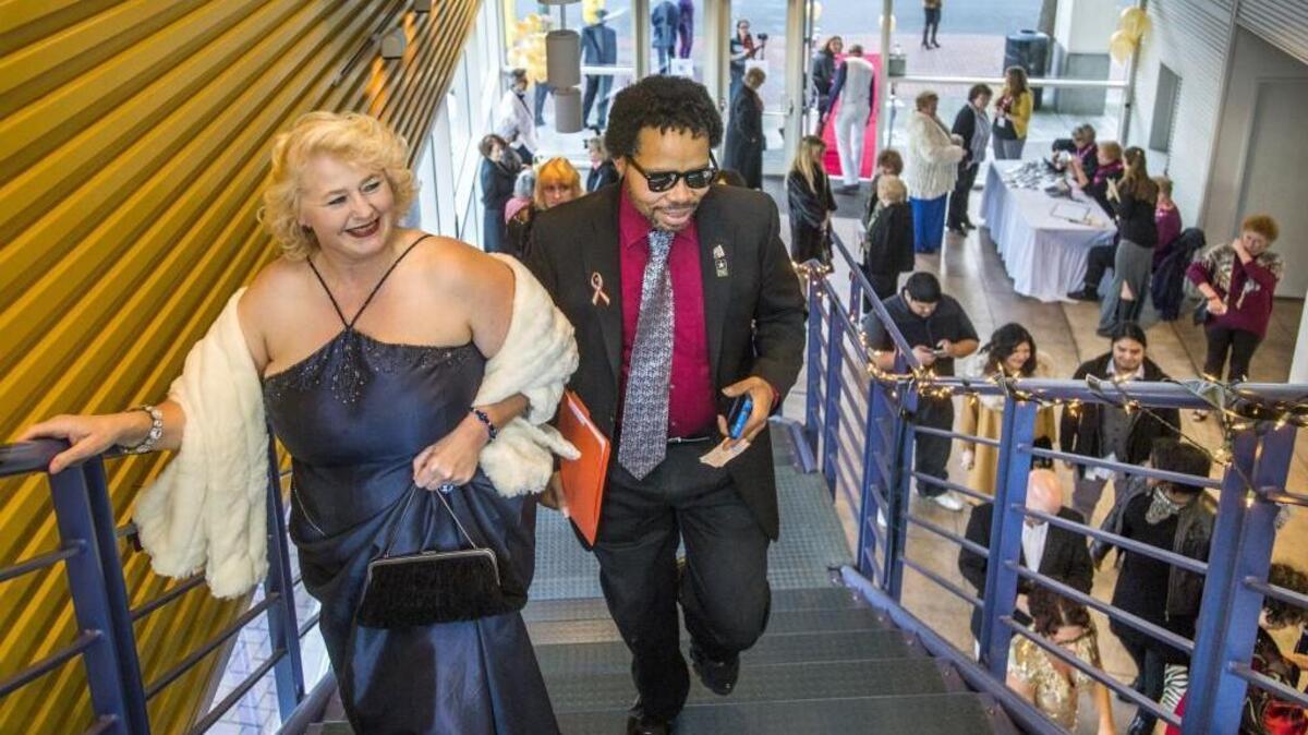 Vera Parks and George Hollis of Tacoma arrive at the live viewing Oscars party hosted by Tacoma’s Grand Cinema in 2015. This year’s event at Theatre on the Square includes a red carpet, big screen, silent auction, raffle and costume contest with prizes.