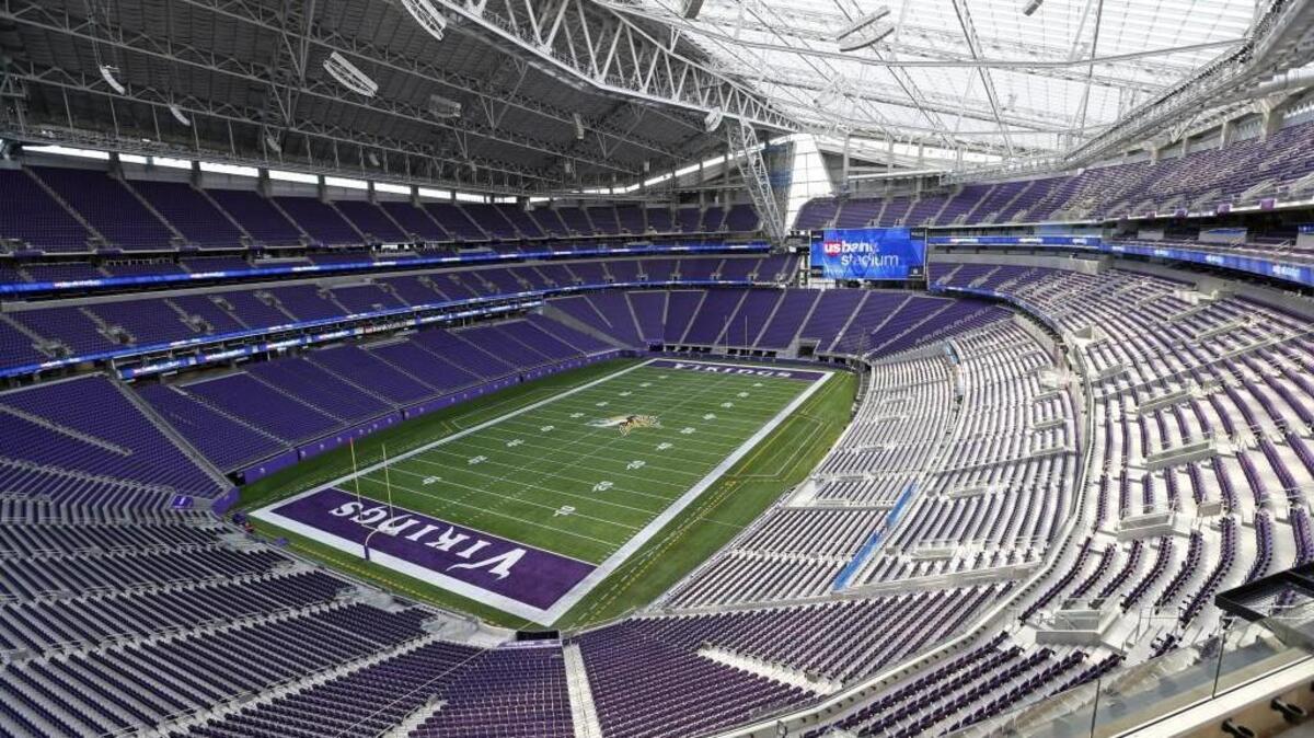 This July 19, 2016, file photo shows US Bank stadium in Minneapolis, where the Super Bowl will take place Feb. 4.
