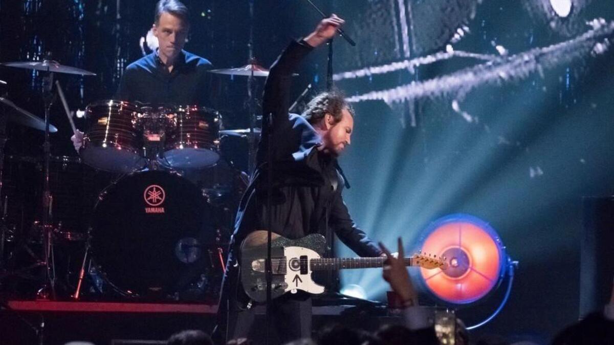 Eddie Vedder from the band Pearl Jam performs at the 2017 Rock and Roll Hall of Fame induction ceremony at the Barclays Center on Friday, April 7, 2017, in New York.