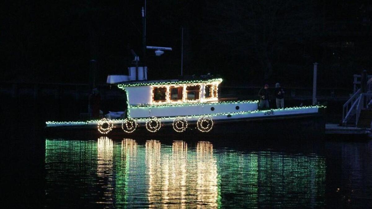 Retired Foss tug Joe has been a frequent participant in the Gig Harbor Lighted Boat Parade, which returns Saturday.