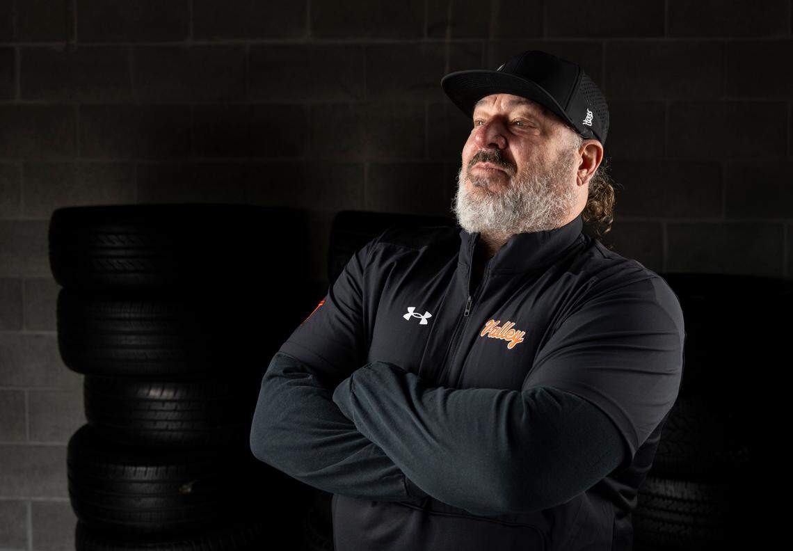 The News Tribune 2024 All-Area first-team defensive coordinator selection Sumner head coach Keith Ross poses for a portrait at Mount Tahoma High School, on Sunday, Dec. 8, 2024, in Tacoma.