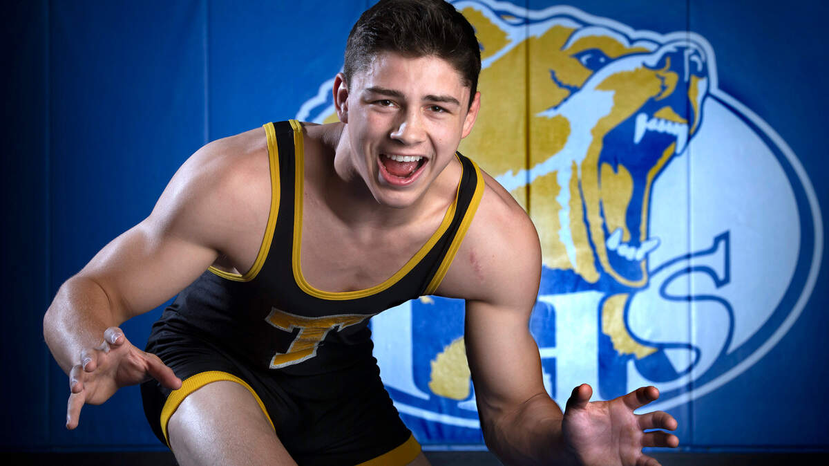 Tahoma senior wrestler Steele Starren won’t get a chance at a third state championship because of COVID-19 restrictions. Starren won titles as a freshman at 126 pounds, and junior at 145 pounds. He is shown in the wrestling room at Tahoma High School in Maple Valley, Washington, on Wednesday, May 19, 2021.