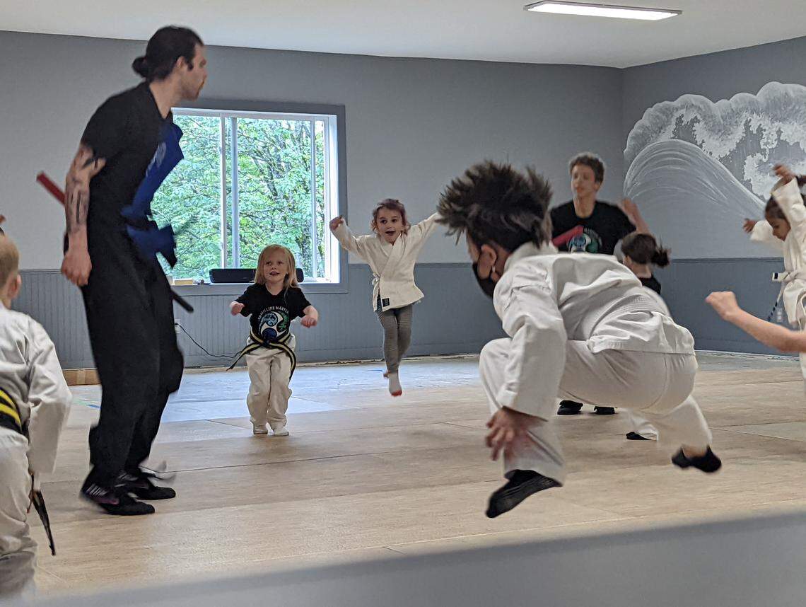 Students train at Warrior Life Martial Arts, a dojo that taught forms including Japanese jujitsu and a Viking martial art called glima, for 15 years in Gig Harbor, Wash.