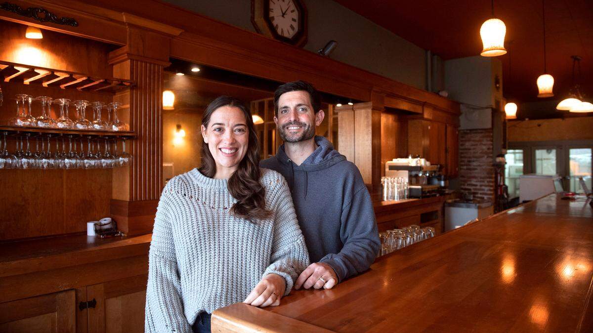 Alyssa Ross and her husband, John Ross, are expanding from their Gig Harbor pizza restaurant to open Millhouse & The Blind Pig in Tacoma’s Proctor District. They are pictured at the former Europa Bistro bar on Thursday, Jan. 27, 2022.
