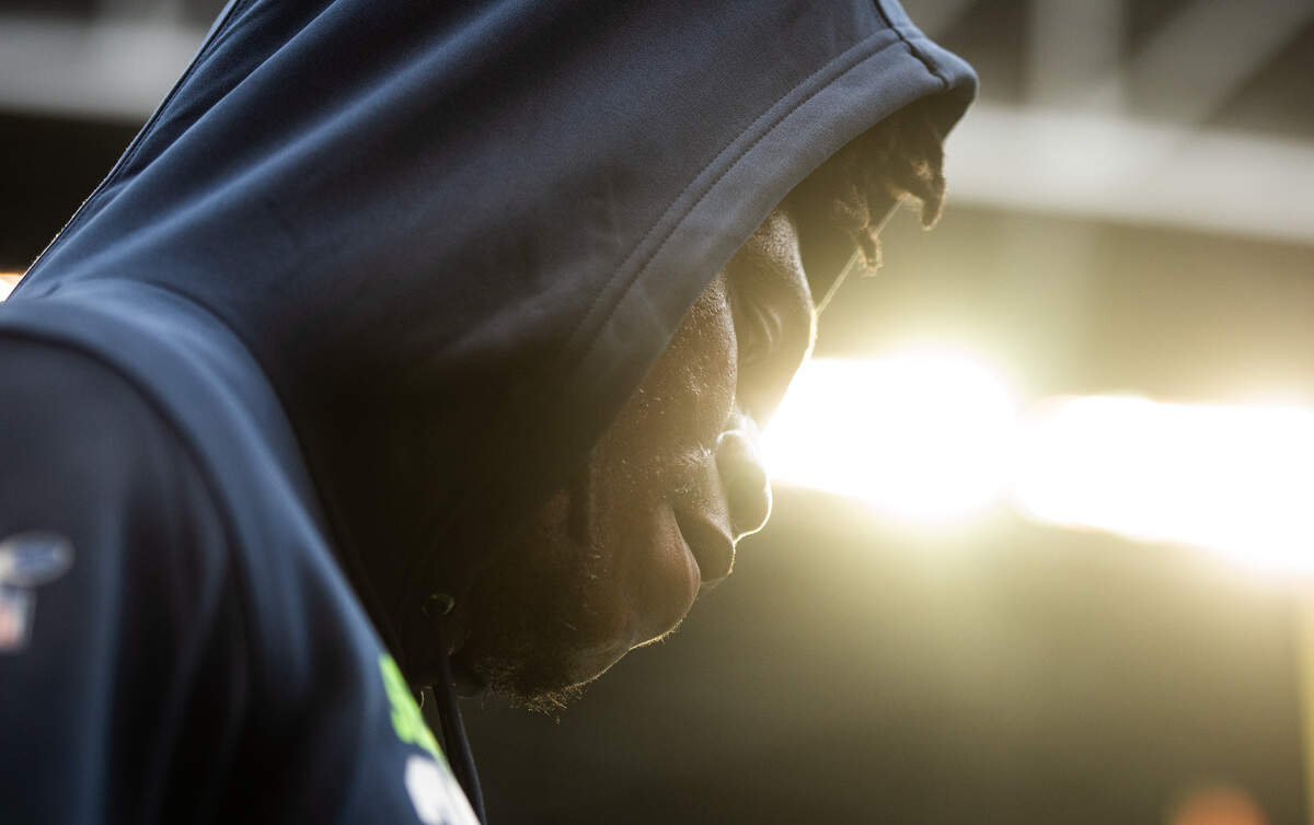 Seattle Seahawks defensive end Ezekiel Ansah (98) warms up before the start of the game. The Seattle Seahawks played the Denver Broncos in a NFL preseason game at CenturyLink Field in Seattle, Wash., on Thursday, Aug. 8, 2019.