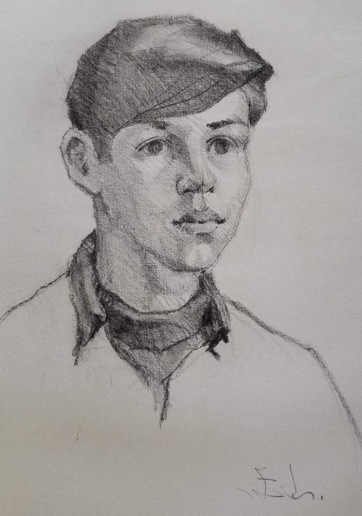A 1966 drawing by Eugene Landry of his cousin, Gabriel Landry.