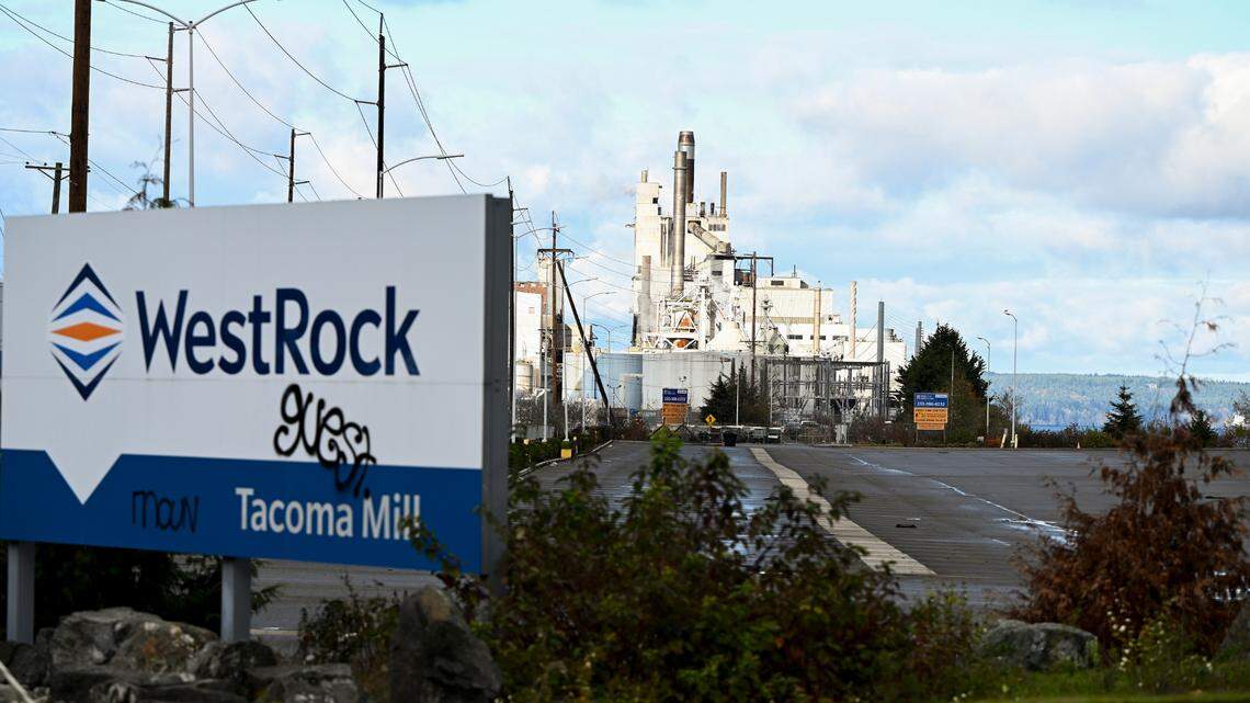 WestRock, a corrugated-packaging company, seen here Nov. 22, 2023, following its mill shutdown in September. Decommissioning continues at the site.