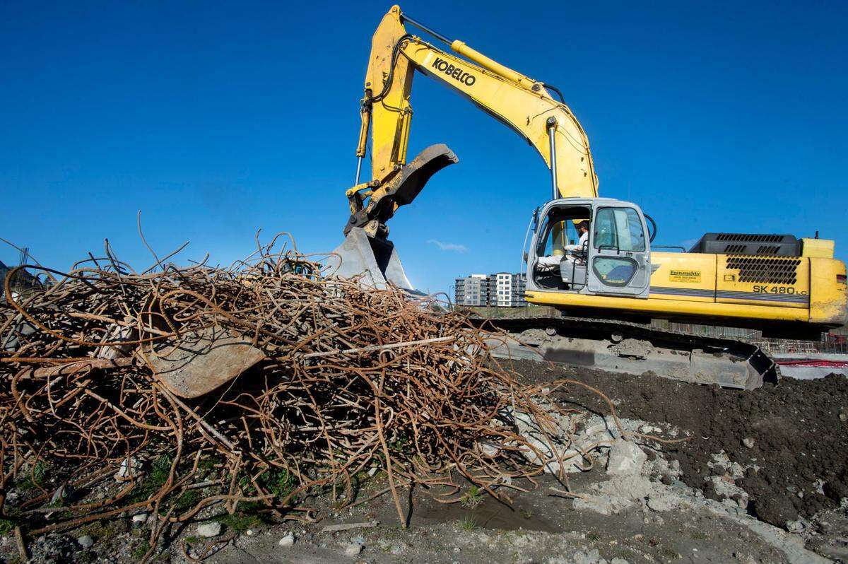A pile of rebar from the former Asarco smelting plants was excavated during construction on the Point Ruston parking garage. Photo taken in Tacoma on Wednesday, April 22, 2015. 