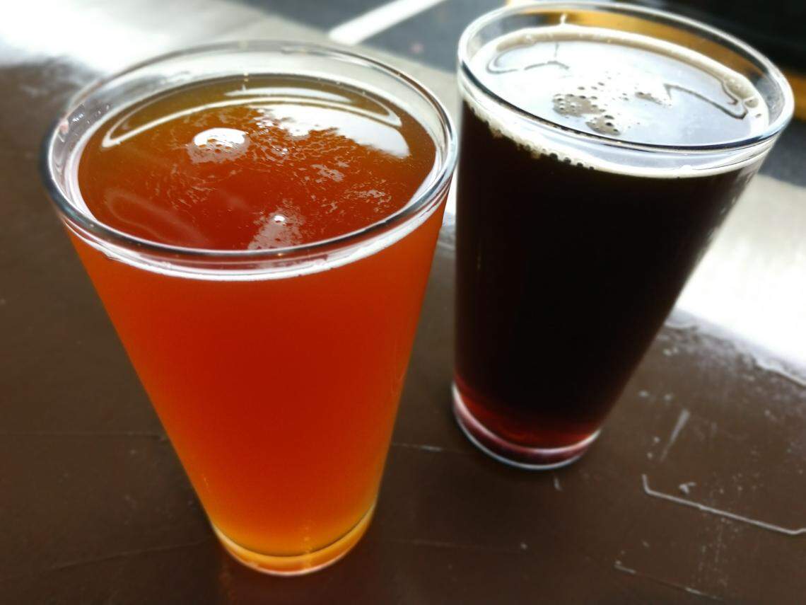 Two pints from Acorn Brewing in Edgewood.