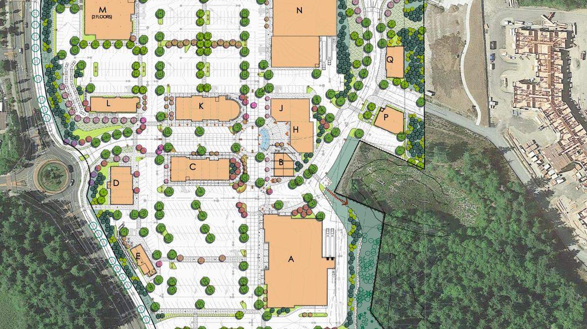Overview of site plan at Village at Harbor Hill in Gig Harbor.