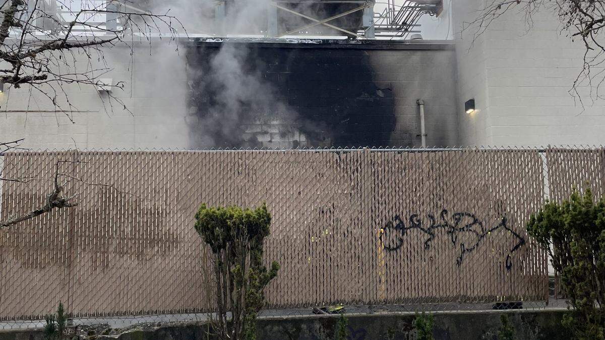 The backside of a Safeway grocery store in Tacoma was on fire on Jan. 27, 2026.