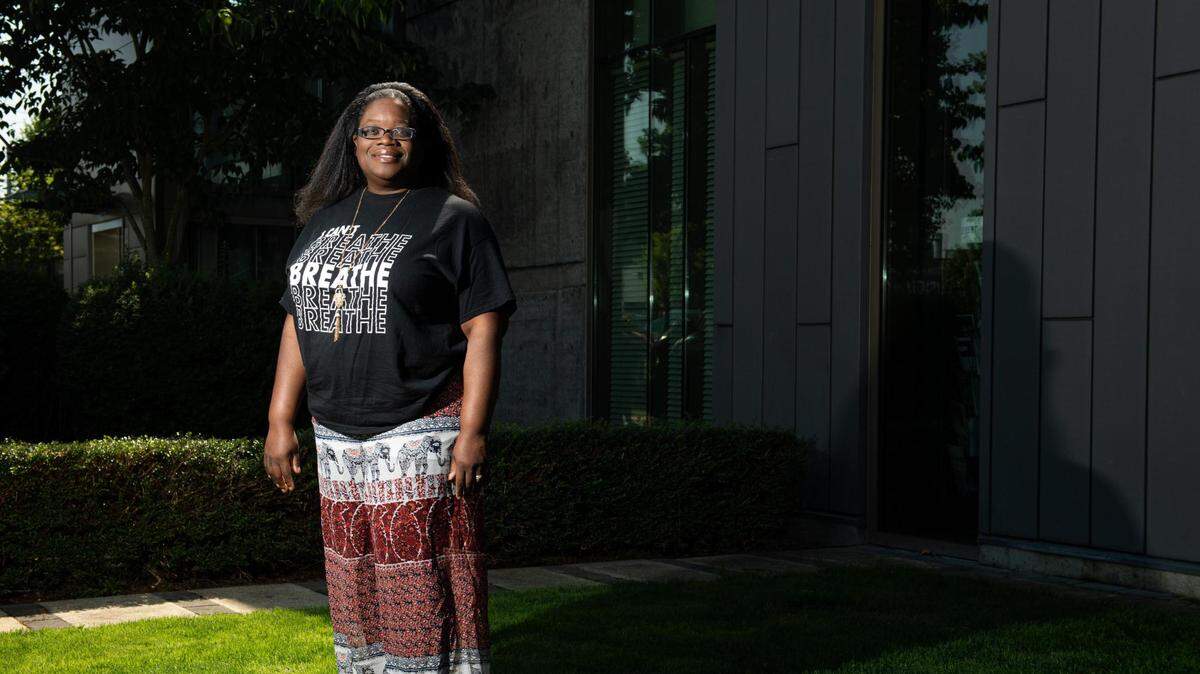 Davida Sharpe-Haygood photographed at Puyallup City Hall in Puyallup on July 30, 2020.