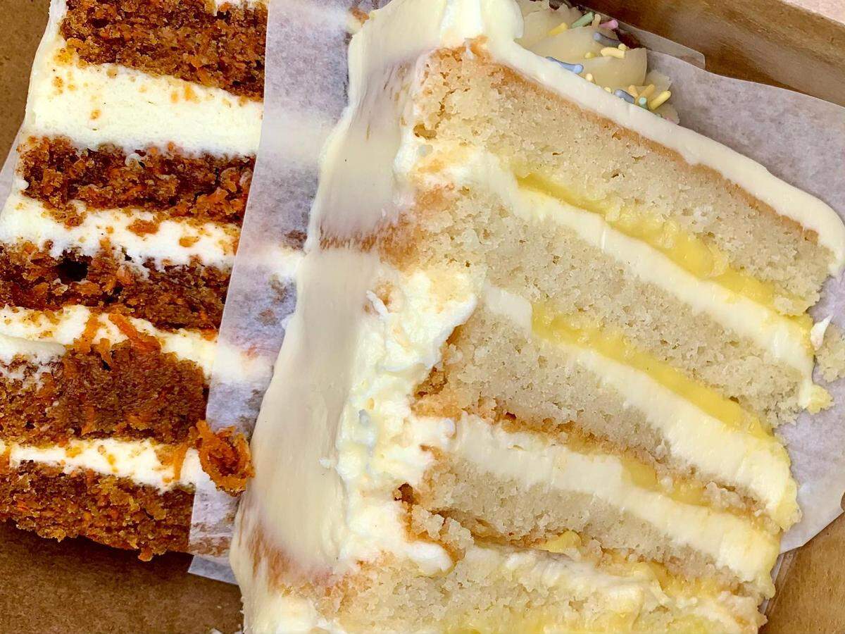 Abbitt and Brown will stay true to their walk-up window roots. These oversized slices, here in two frequent flavors of carrot and lemon, basically require a box anyway.