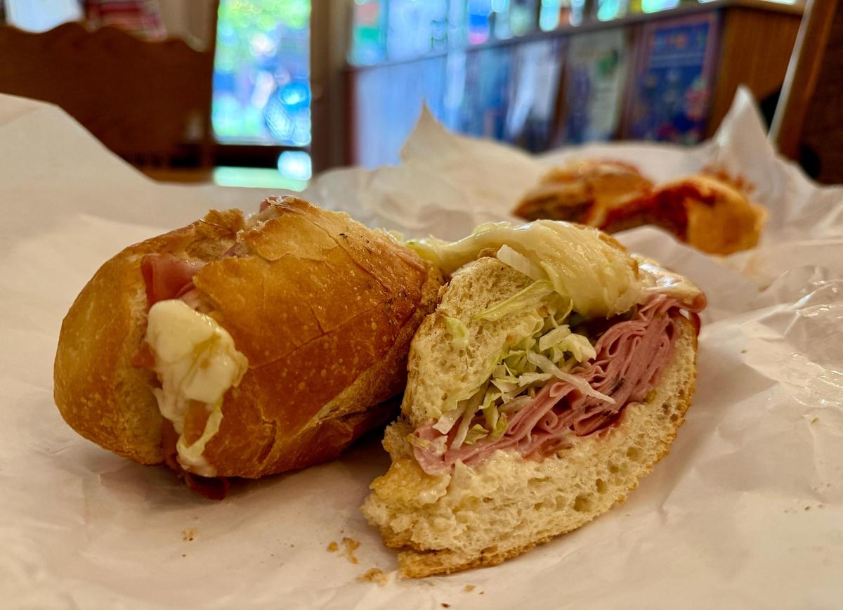 The pistachio mortadella with provolone and shredded lettuce comes toasted by default, but you could opt out and keep it cold.