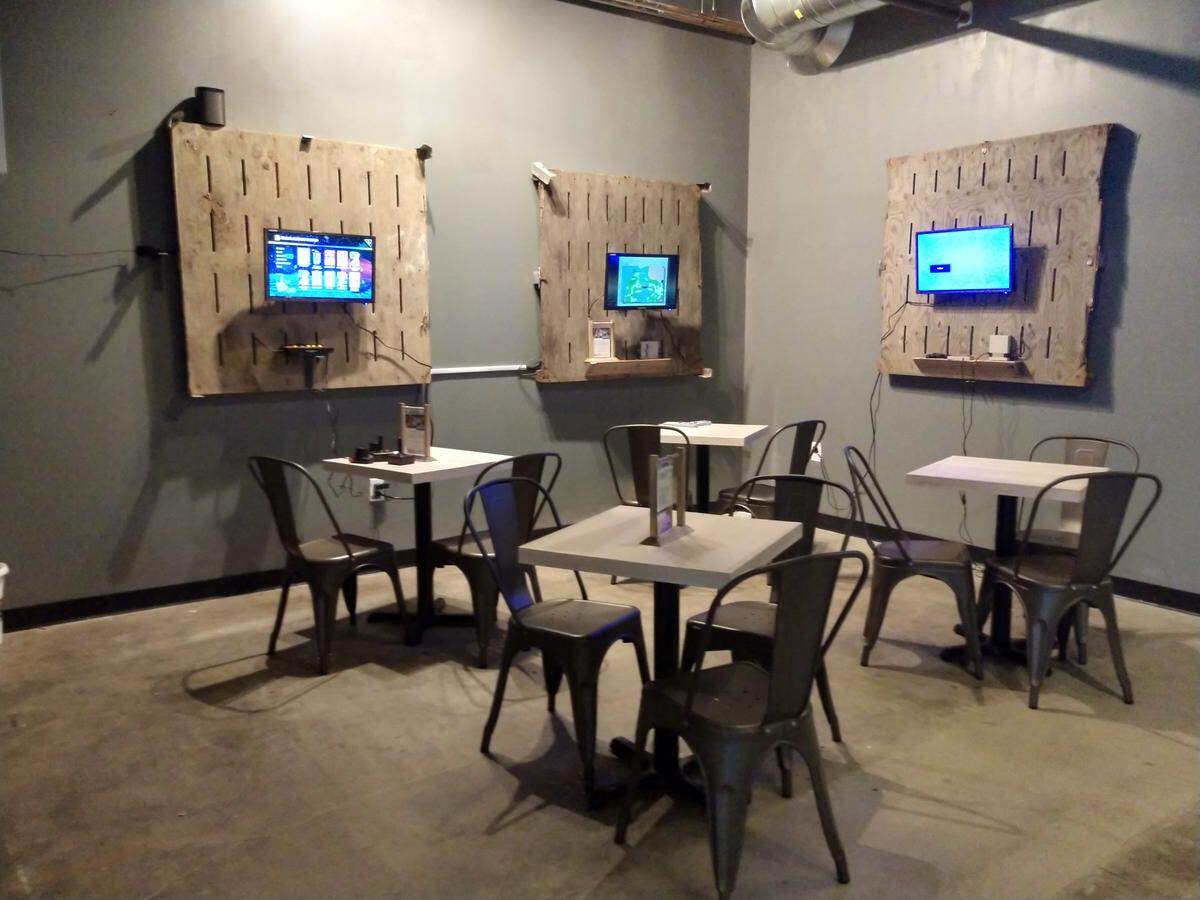 The back seating area at the Locust Cider taproom in Tacoma.