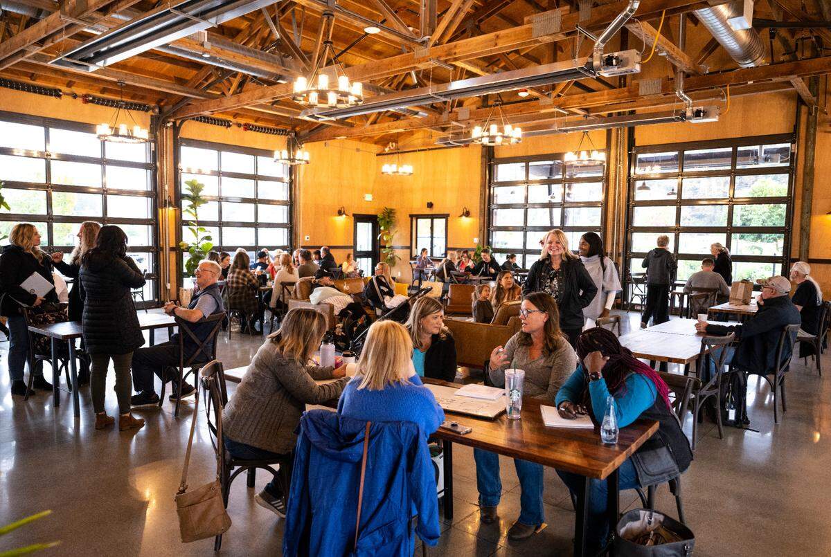The garage doors make the whole Fika cafe feels like the outdoors on warm days, while the well-tended grounds of  Farm 12 offer even more outdoor seating for your coffee and pastries.