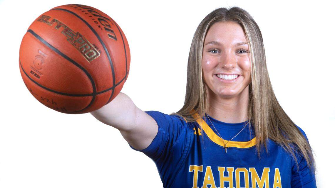 Tahoma senior Hope Hassmann is The News Tribune’s All Area Girls Basketball Player of the Year. She is photographed at Curtis High School in University Place, Washington, on Saturday, March 11, 2