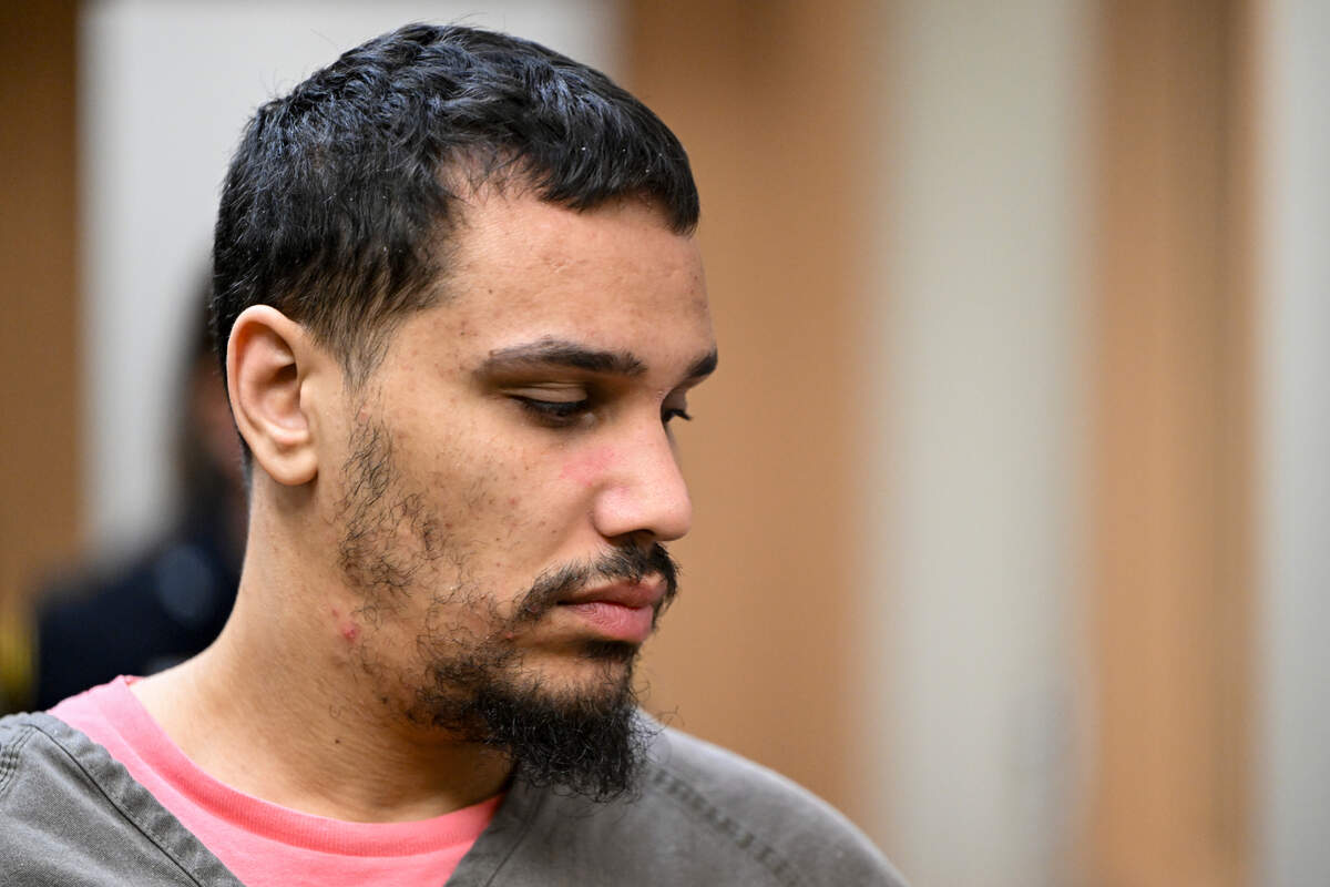 Marcus Riley Langford, 27, is arraigned on two counts of first-degree murder, second-degree murder, first-degree assault and unlawful possession of a firearm in Pierce County Superior Court, Tuesday, Aug. 8, 2023, in Tacoma, Wash. He’s accused of killing a 33-year-old man on Nov. 19, 2022 outside a gas station in Tacoma’s Stadium District. He’s also a suspect in a 2022 homicide in Pierce County.