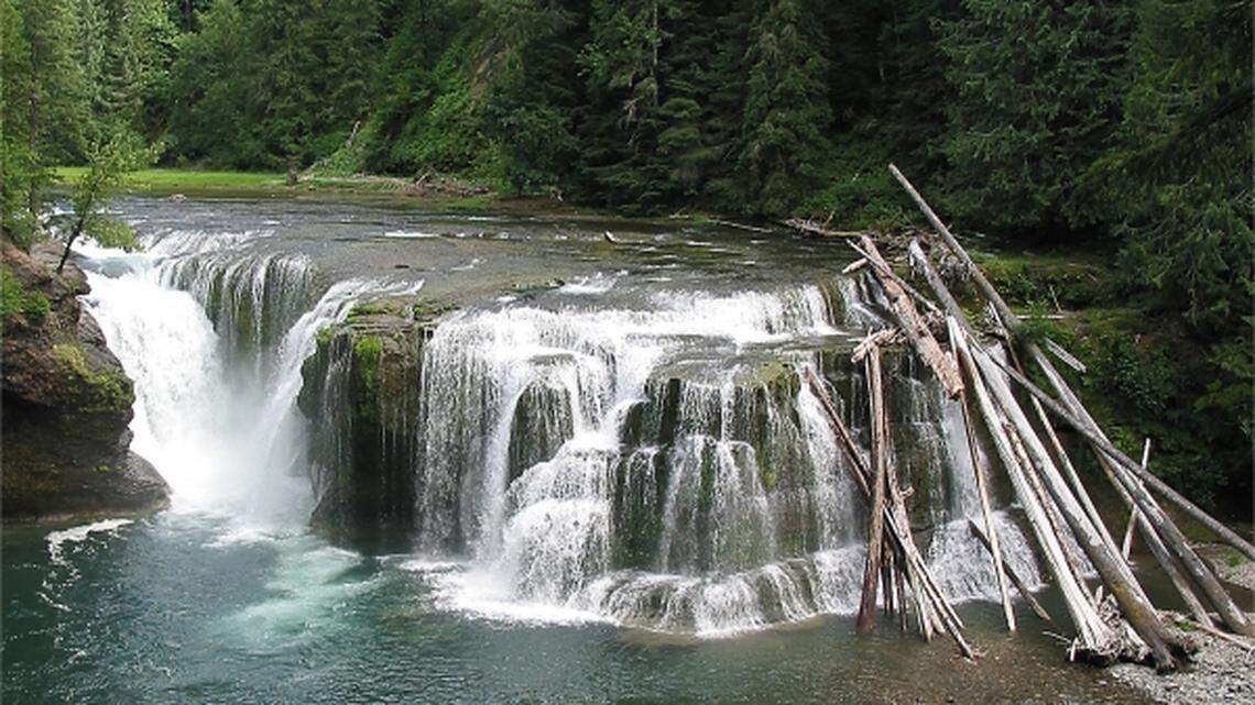 Lower Lewis River Falls is a 43-foot waterfall located near Cougar, Washington. A 25-year-old hiker died after he was swept over the falls on Sept. 29, 2021.