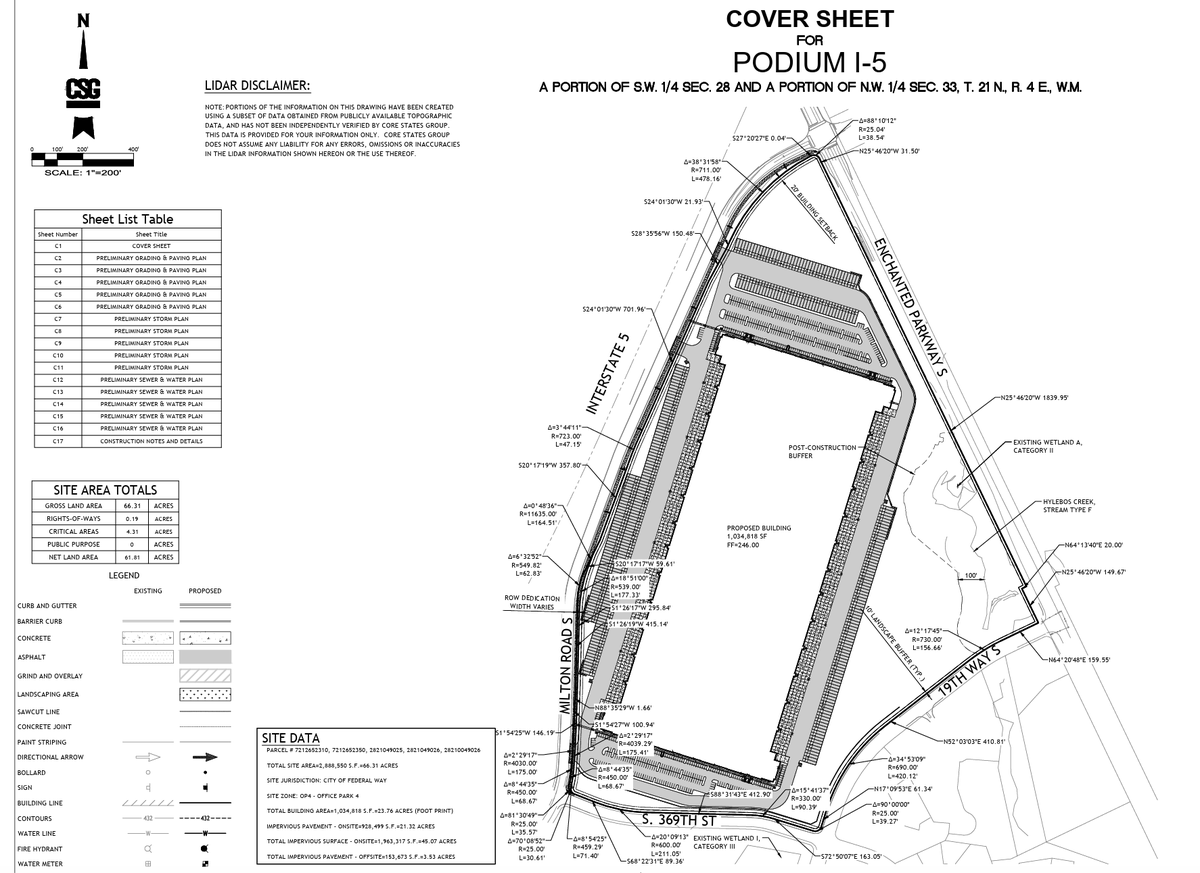 An early rendering of the proposed “Podium I-5” project at the current Wild Waves Theme & Water Park in Federal Way.