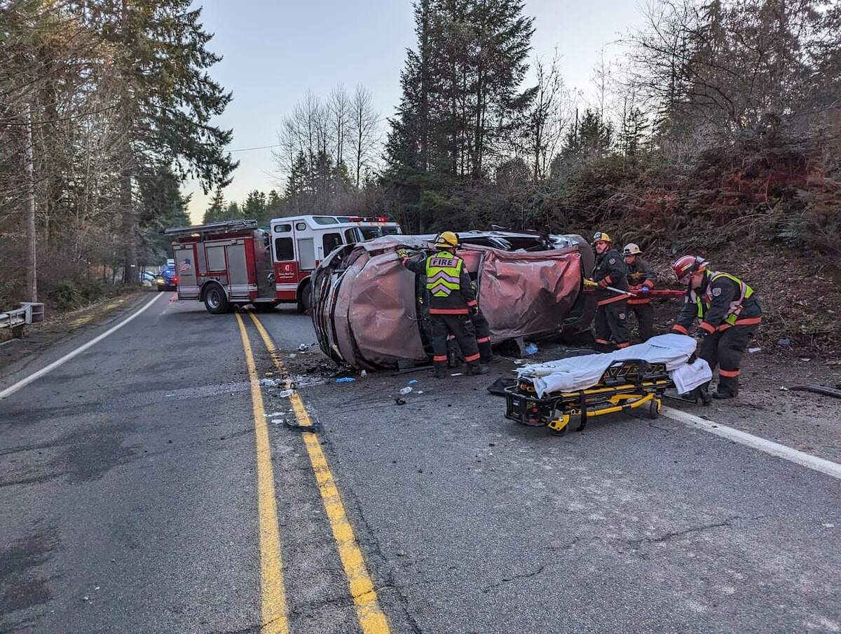 The Key Peninsula Fire Department responded to a single car rollover wreck Tuesday, March 5, 2024.