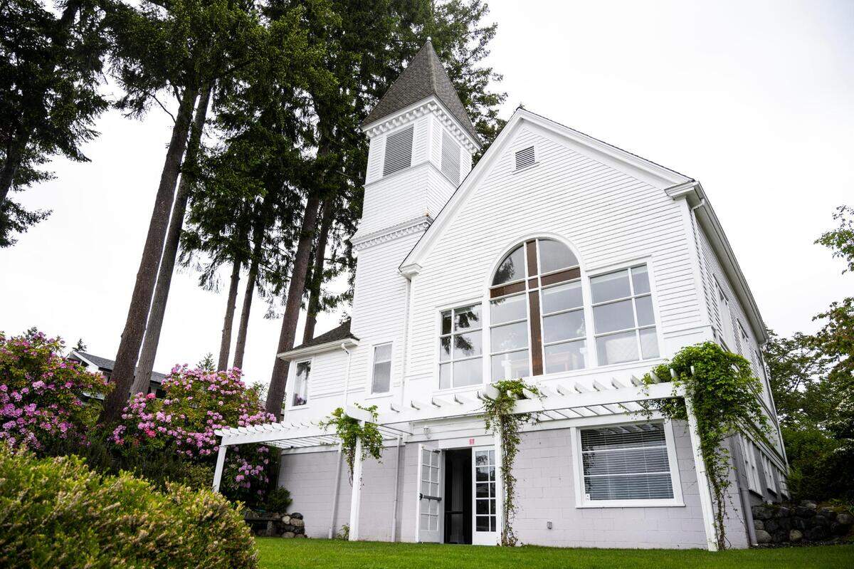 A view of the Chapel on Echo Bay, also known as First Congregational Church of Sylvan, that was added to the Washington Heritage Register in March 2022, in Fox Island, Wash. on Friday, June 3, 2022.