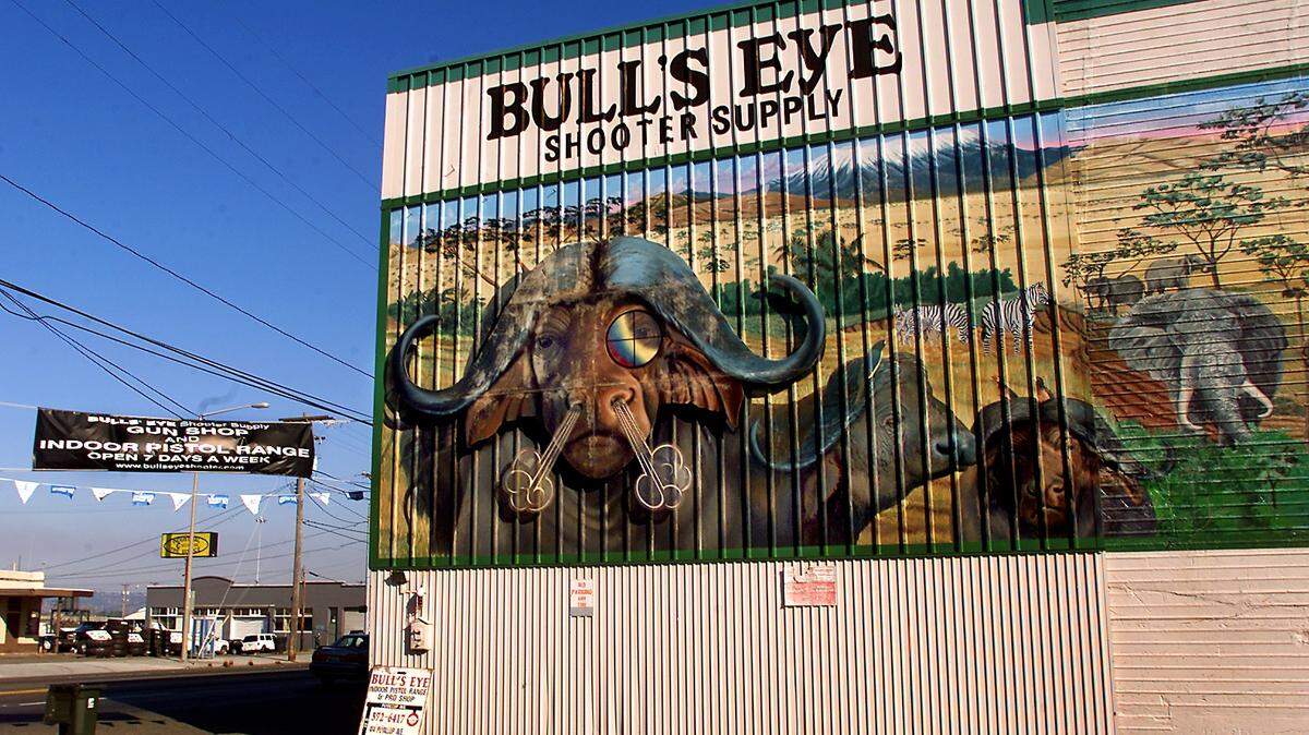 Bull’s Eye Indoor Range, seen here in 2002, was damaged by fire Sunday. One person died and another was injured.