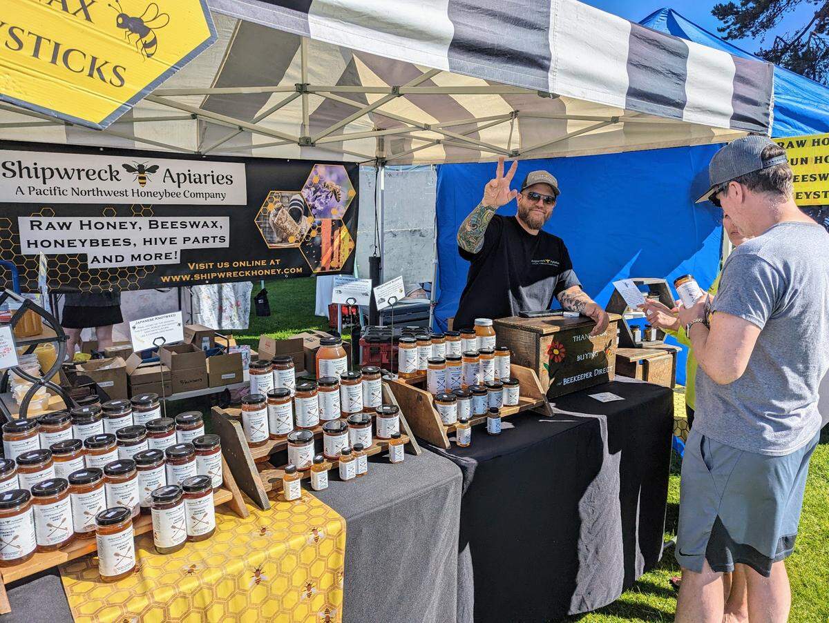 Shipwreck Apiaries sells honey, beeswax and other bee products at the Gig Harbor Waterfront Farmers Market in 2024.