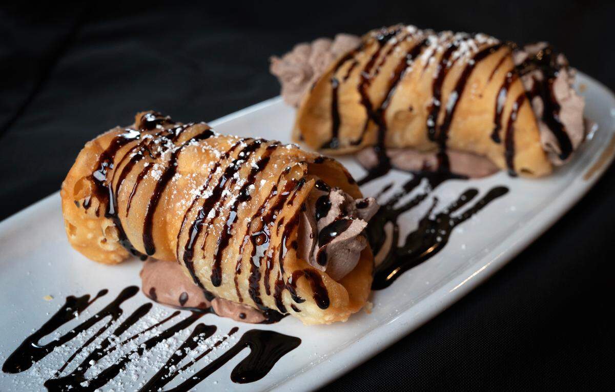 Homemade desserts have recently included cannoli with seasonal fillings — currently chocolate-coffee ricotta mascarpone.