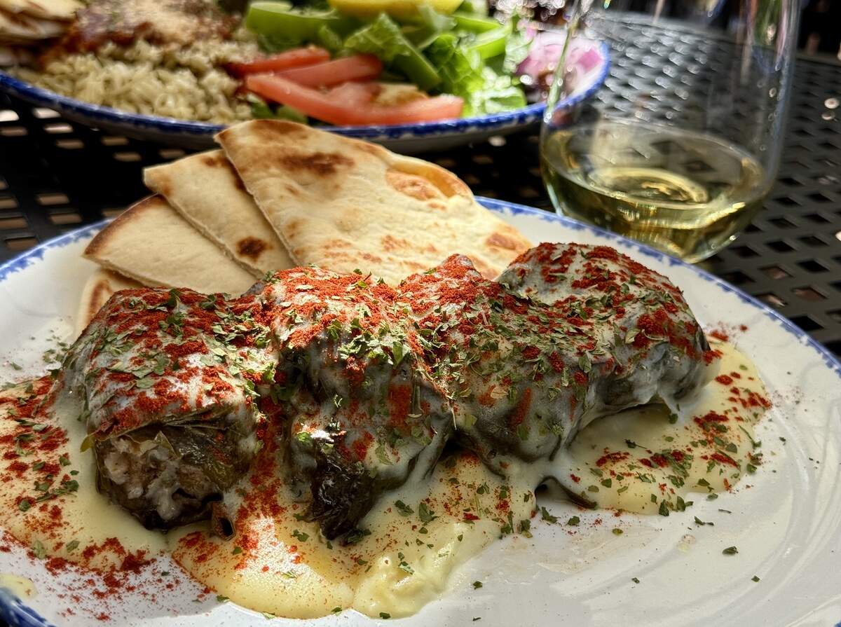 The dolmades at Giorgio’s are generously stuffed with well-seasoned rice and beef, finished in a fluffy lemon sauce with paprika.