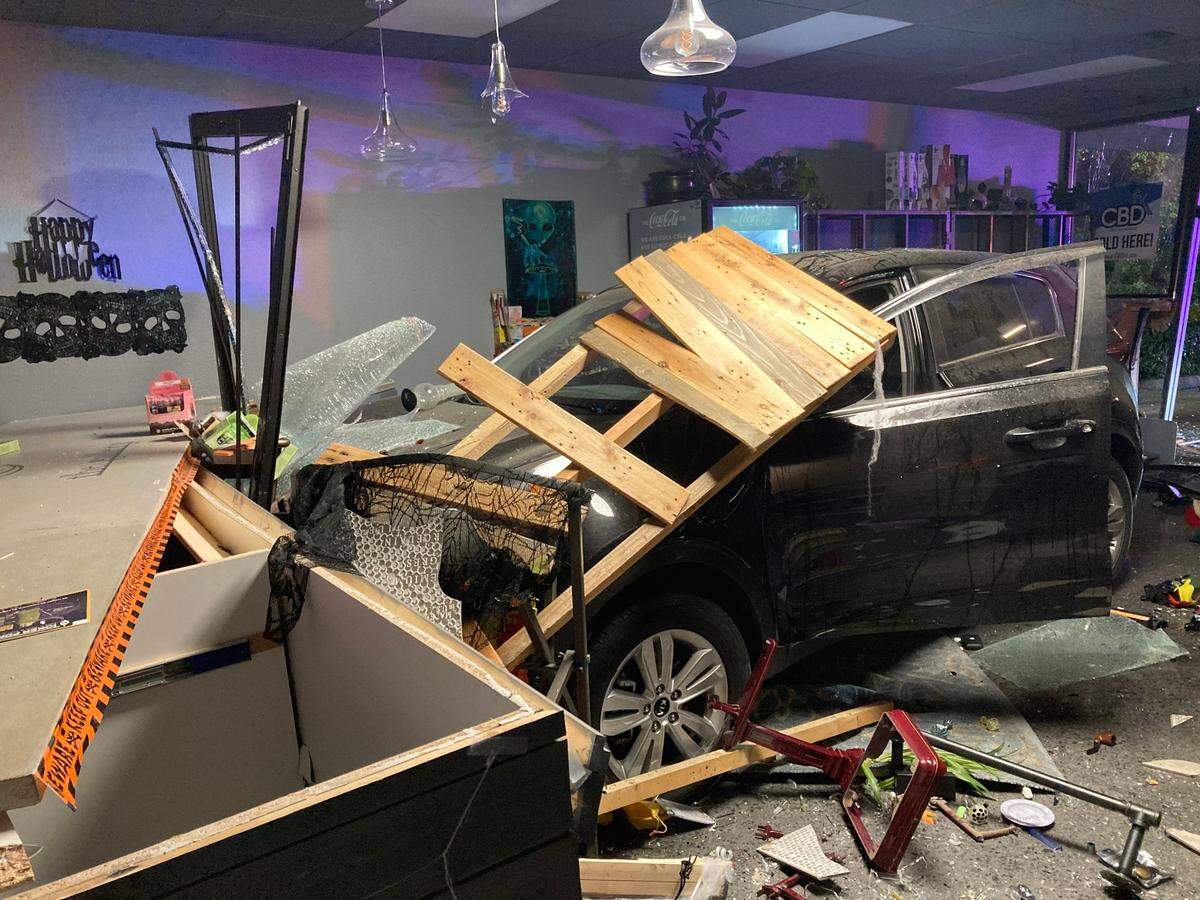 The interior of The Gallery, a Pierce County marijuana shop, which was rammed by thieves on Oct. 23. (Pierce County Sheriff’s Office)
