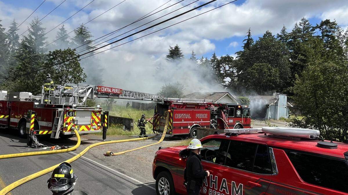Central Pierce Fire & Rescue crews are putting out a house fire in Pierce County.