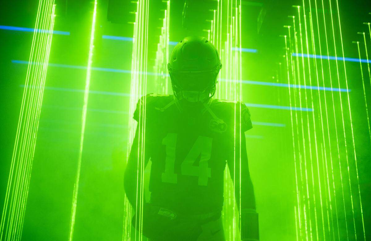 Seattle Seahawks quarterback Sam Darnold (14) walks out before the game against the Minnesota Vikings at Lumen Field, on Sunday, Nov. 30, 2025, in Seattle.