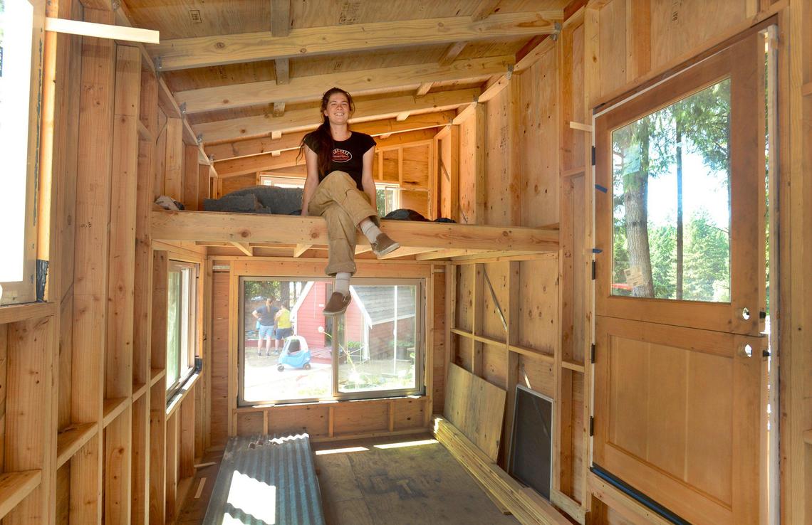 Olivia Tyrnauer is pictured in her tiny home which is on display at the Thurston County Fair thought Sunday August 4th.