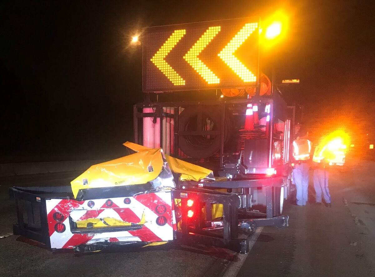 A Washington State Department of Transportation truck set up to block off lanes was struck at a crash scene on Interstate 5 in Tacoma after another WSDOT vehicle was hit by a driver suspected of DUI.