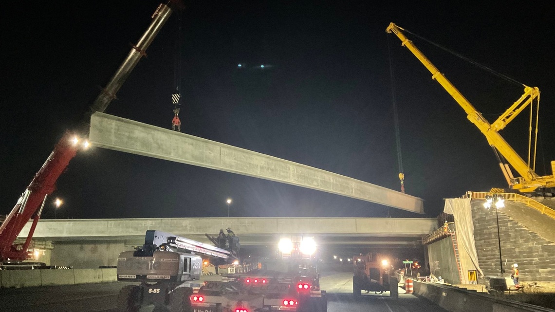 Yes, those huge girders now cross I-5, but more lane closures coming near Fife this week