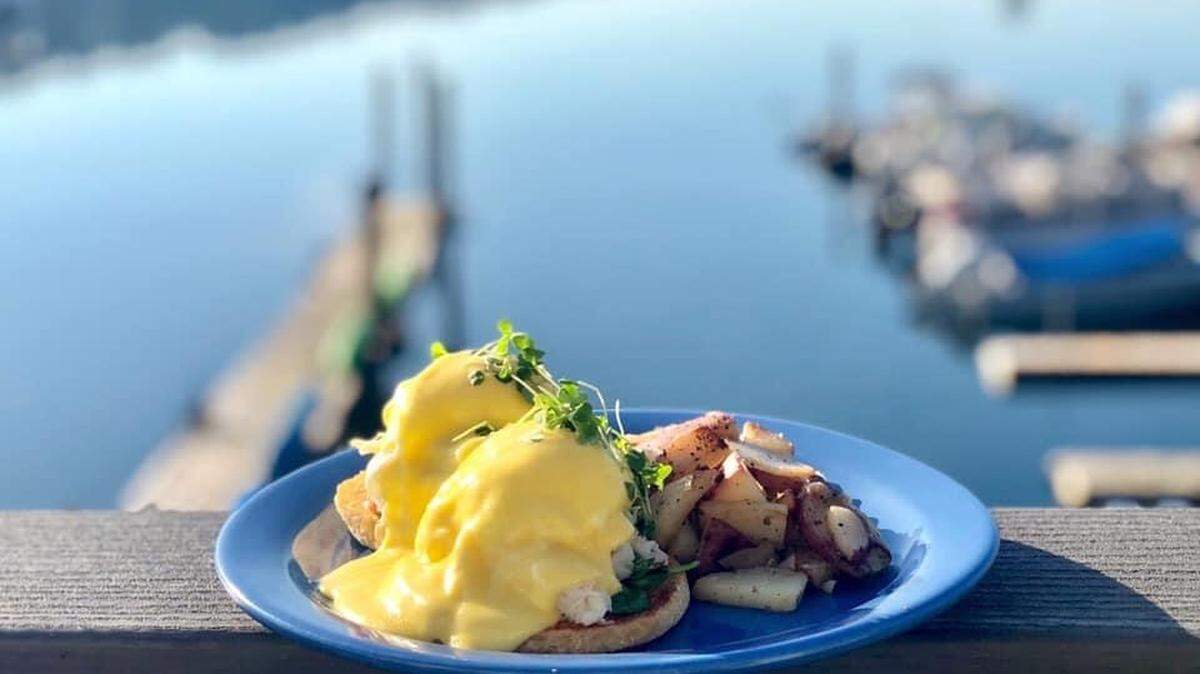 The menu at Devoted Kiss Café offers classic breakfast fare along with soups, salads and sandwiches at their waterfront restaurant in the Finholm district of Gig Harbor, Wash.