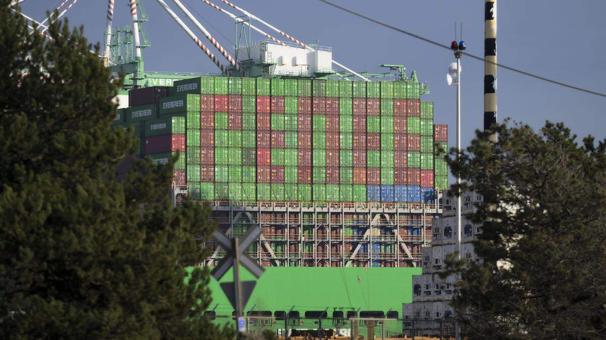 A cargo ship with “renee” spelled out of containers is seen at the Port of Tacoma, on Monday, Jan. 26, 2026, in Tacoma.
