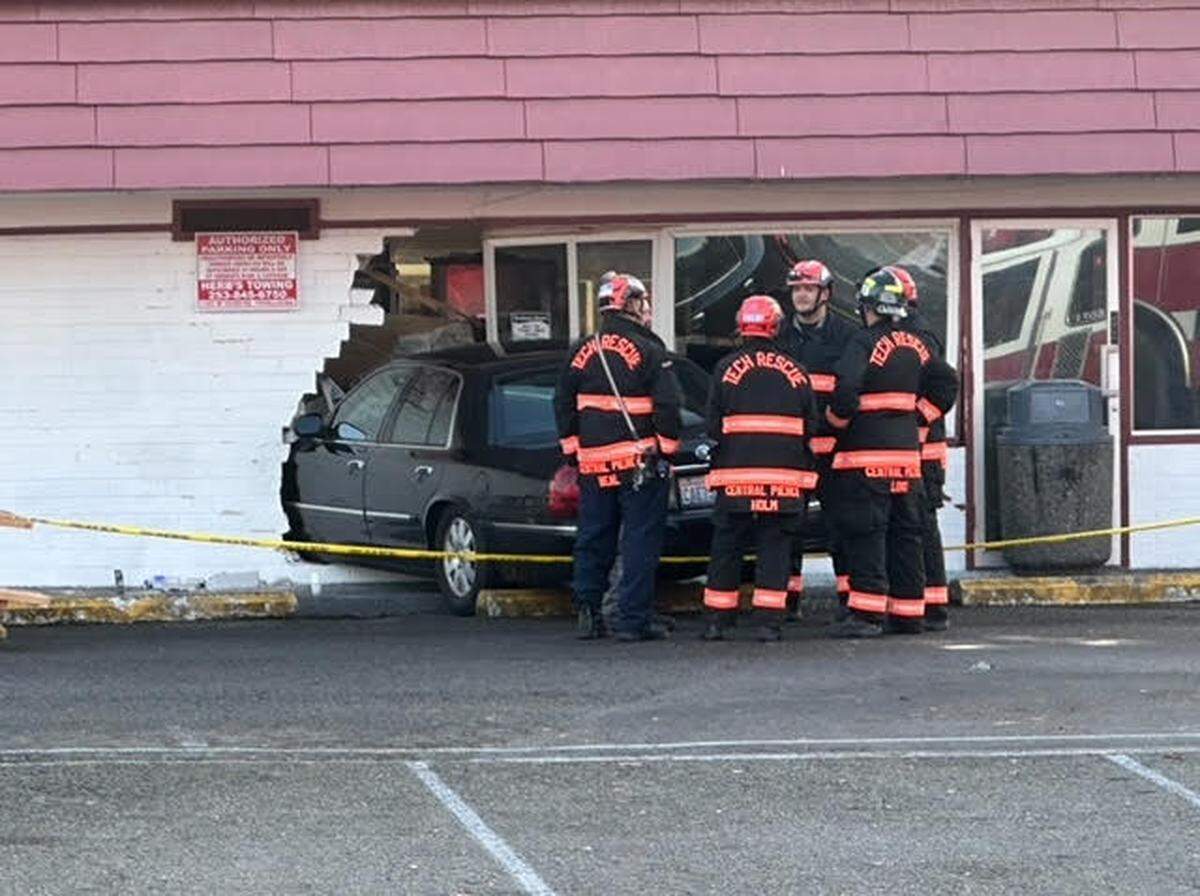 Central Pierce Fire & Rescue crews were on the scene on Nov. 28 at Don’s Drive-In after a man drove a car into the restaurant.