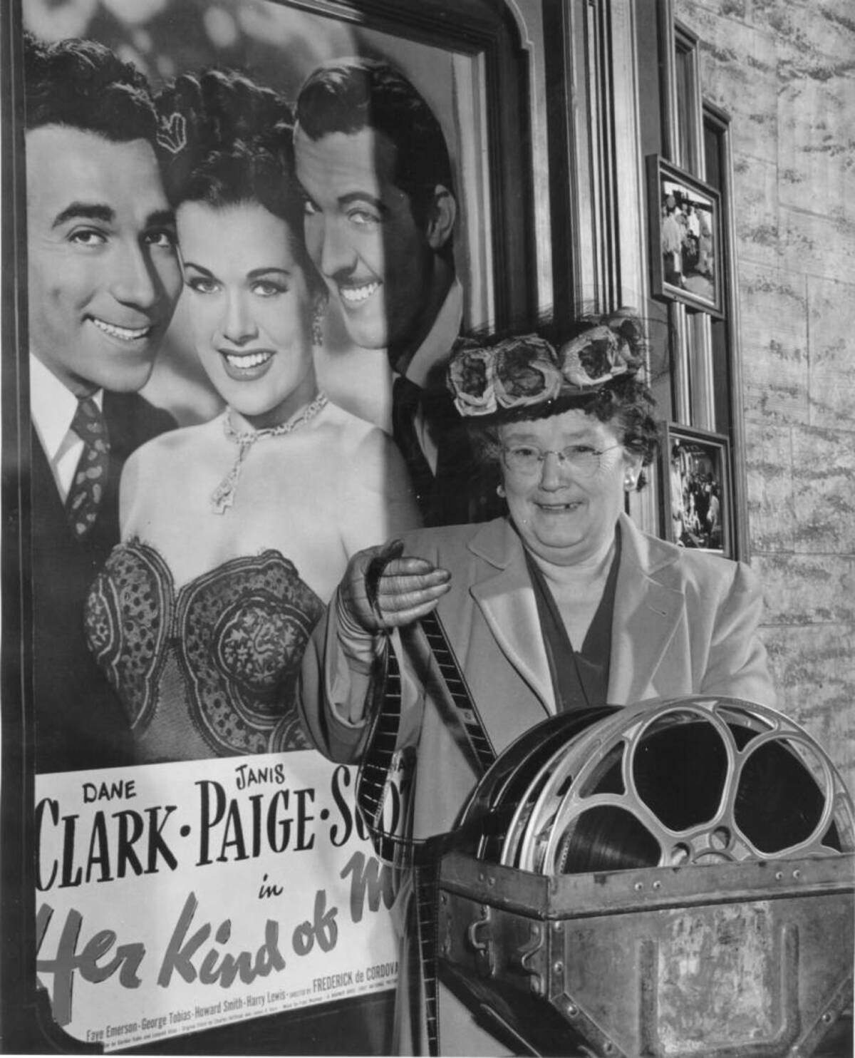 Mrs. F.F. Paige, the grandmother of the actress Janis Paige, was shown a special screening of the movie “Her Kind of Man” on Friday May 3, 1946 at the Music Box Theater in Tacoma. Warner Brothers sent a special print of the film to Tacoma because Mrs. Paige had been seriously ill.