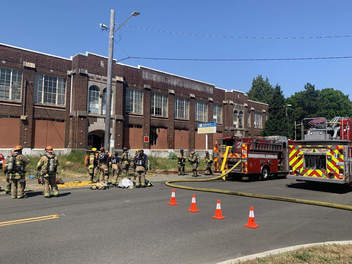 A fire broke out Monday afternoon at the former Gault Middle School building, located at 1115 E. Division Lane. According to Tacoma Fire Department, the fire was contained to a room on the first floor. The cause of the fire is under investigation.