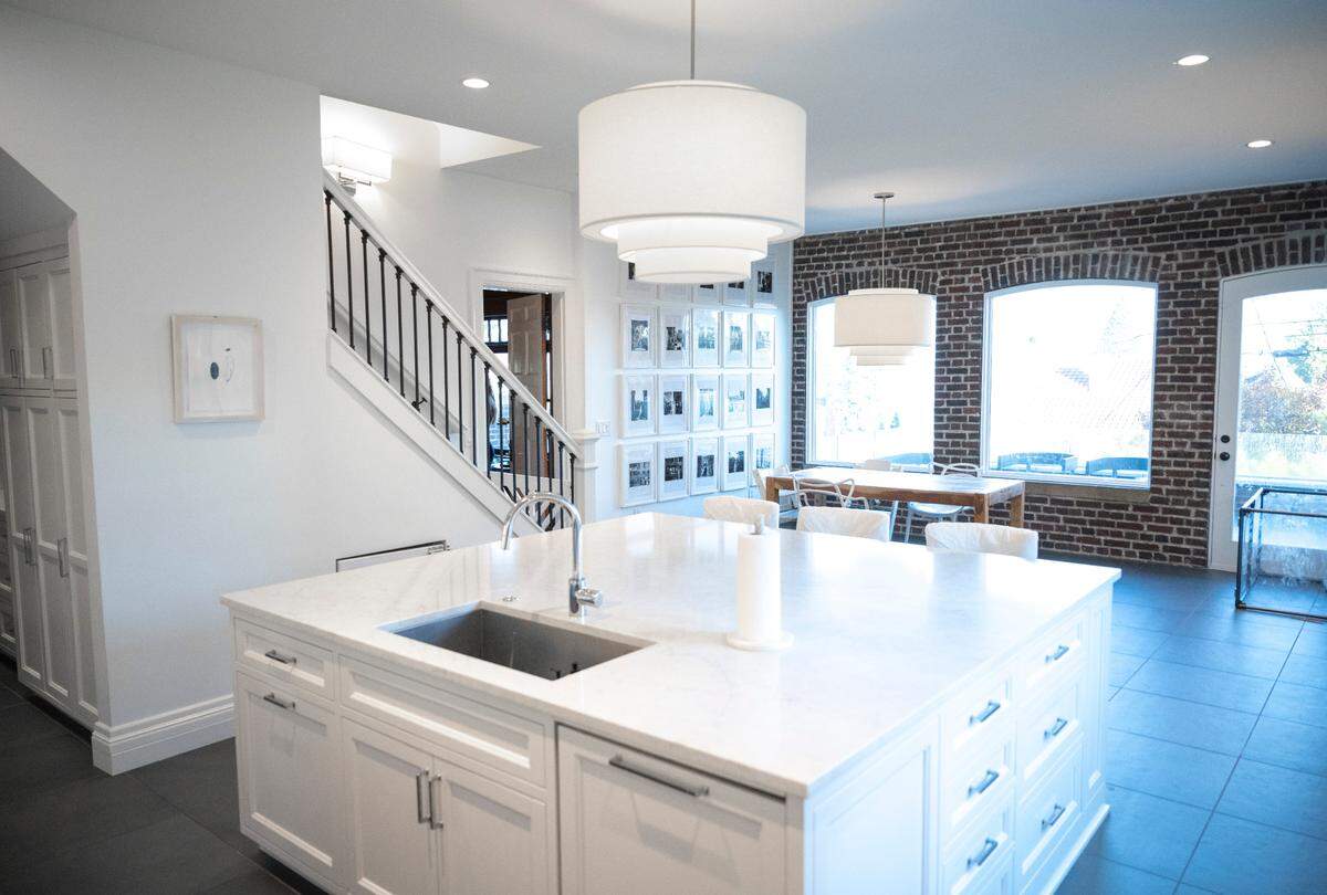 A view of the remodeled kitchen inside of the second Rust mansion, that was built in 1913 by William Rust the founder of Ruston, at 521 N Yakima Ave. in Tacoma, Wash. on Nov. 16, 2022. The home is now for sale and is listed at four million dollars.