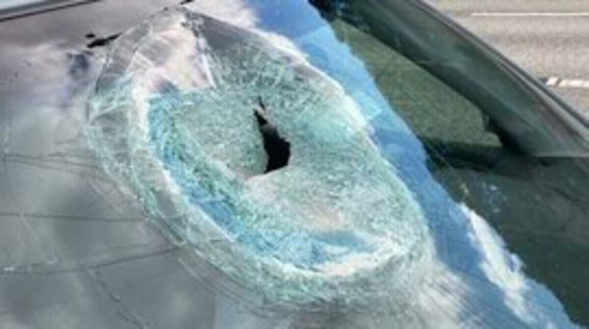 Washington State Patrol Trooper Rick Johnson posted photos showing the damage that resulted from people throwing rocks and debris on Interstate 90 near Rainier Avenue in Seattle on July 20, 2021.