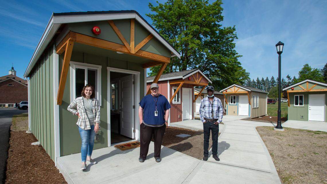 Tiny home village for homeless veterans opens in Pierce County