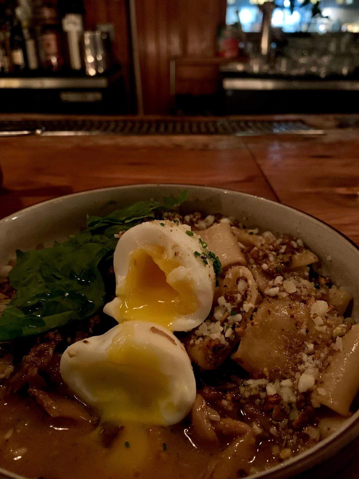 The bar at en Rama in Courthouse Square is dark, wood-paneled, small and intimate; in other words, an ideal setup for the homemade pasta and excellent cocktails at one of the South Sound’s best restaurants.