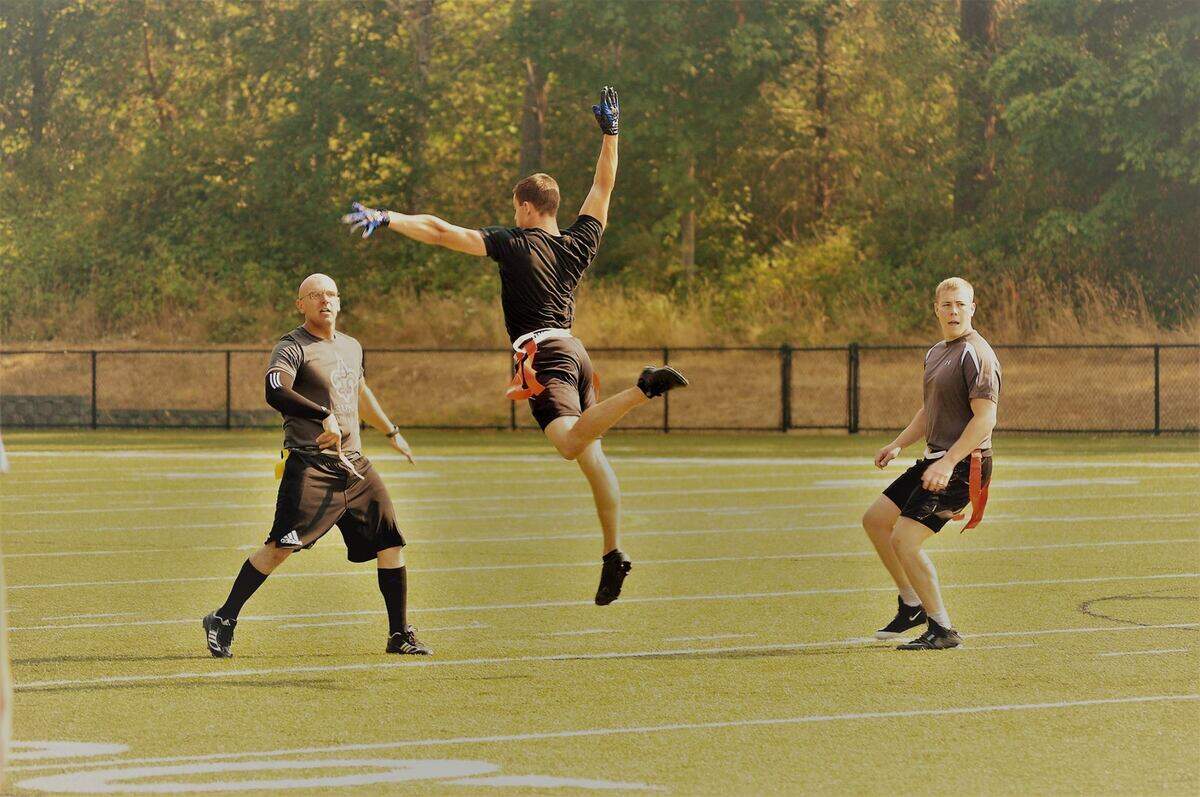 A game of touch football at last year’s Military Appreciation Day Picnic included a moment of dance.
